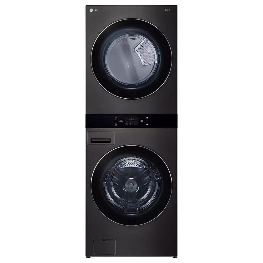 LG 5.0 cu.ft. Washer, 7.4 cu.ft. Gas Dryer, Washtower with Center Control in Black Steel, , large
