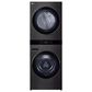LG 5.0 cu.ft. Washer, 7.4 cu.ft. Gas Dryer, Washtower with Center Control in Black Steel, , large