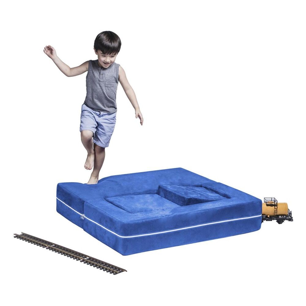 Jaxx Zipline Modular Kids Loveseat &amp; Ottomans in Blueberry, , large