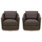 Kuka Home Swivel Chair Set in Isla Chocolate, , large