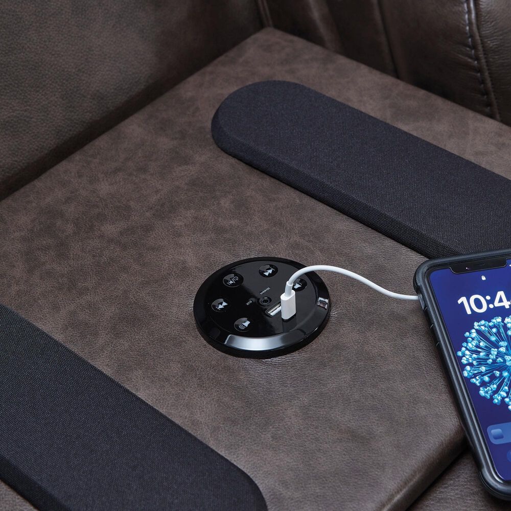 Ashley Crossplex Power Recliner Sofa with Adjustable Headrest in Smoke, , large