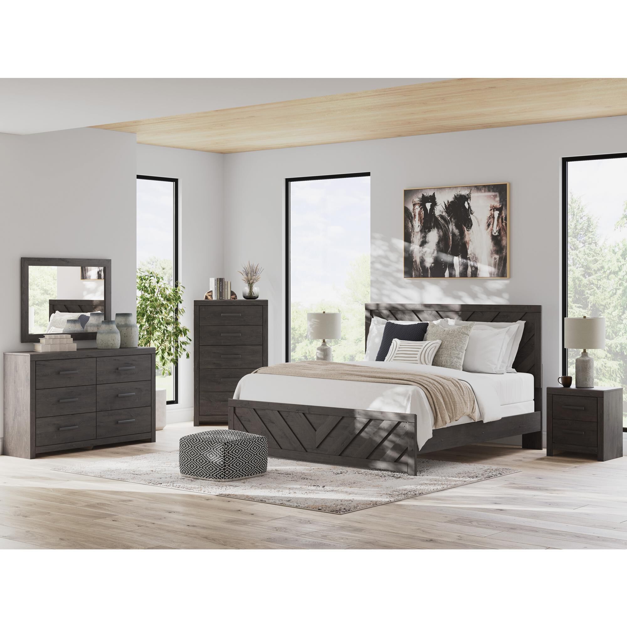 Ashley Prendonea 5-Piece King Bedroom Set in Dark Charcoal