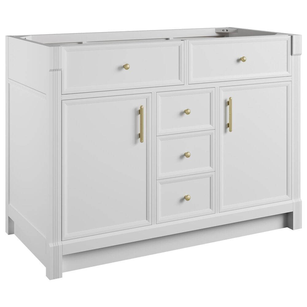 James Martin Bellshire 48" Single Bathroom Vanity in Bright White with 3 cm Charcoal Soapstone Silestone Top and Rectangular Sink, , large