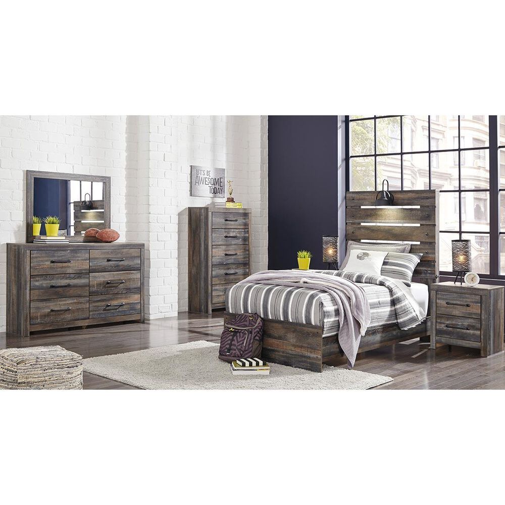 Ashley Drystan Twin Panel Bed in Rustic Brown, , large