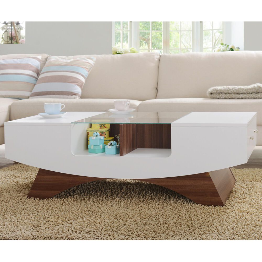 Furniture of America Vazquez Coffee Table in Walnut/White, , large