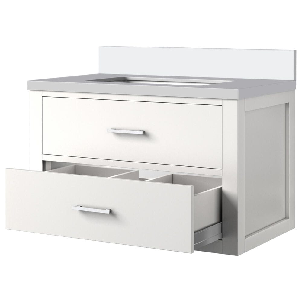 Lexora Home Castor 30&quot; Single Bathroom Vanity in White with 2 cm White Cultured Marble Top and Rectangular Sink, , large