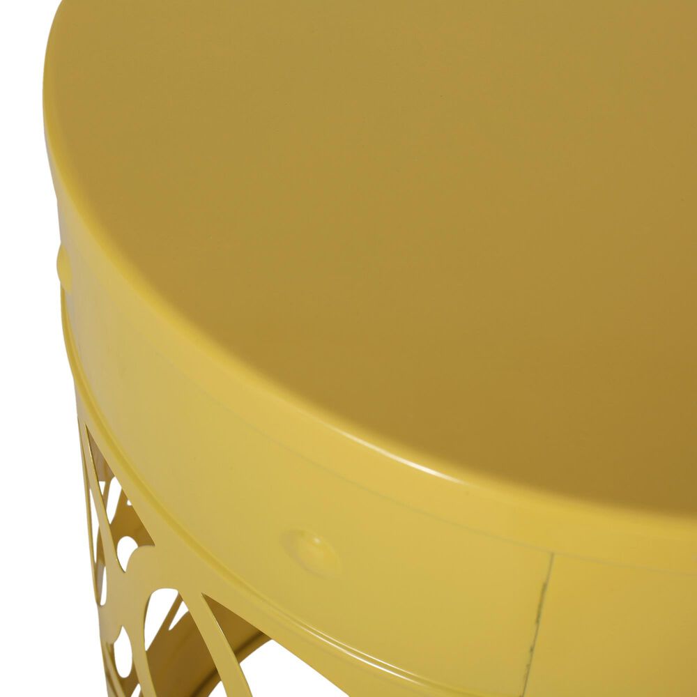 Hearth and Haven Outdoor End Table with Overlapping Circle Design in Yellow (Set of 2), , large