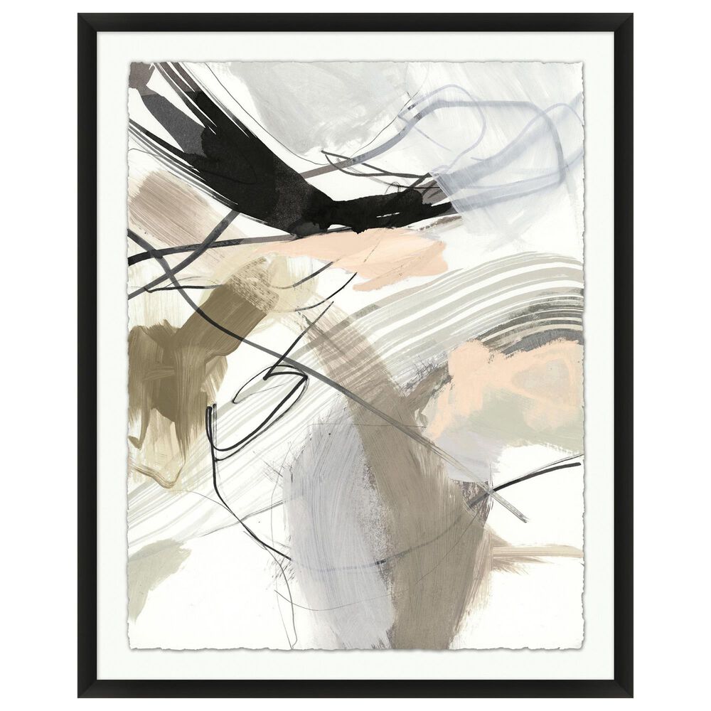 Wendover Art Neutral Swoosh 1 42" x 34" Frame Art in Gloss Black, , large