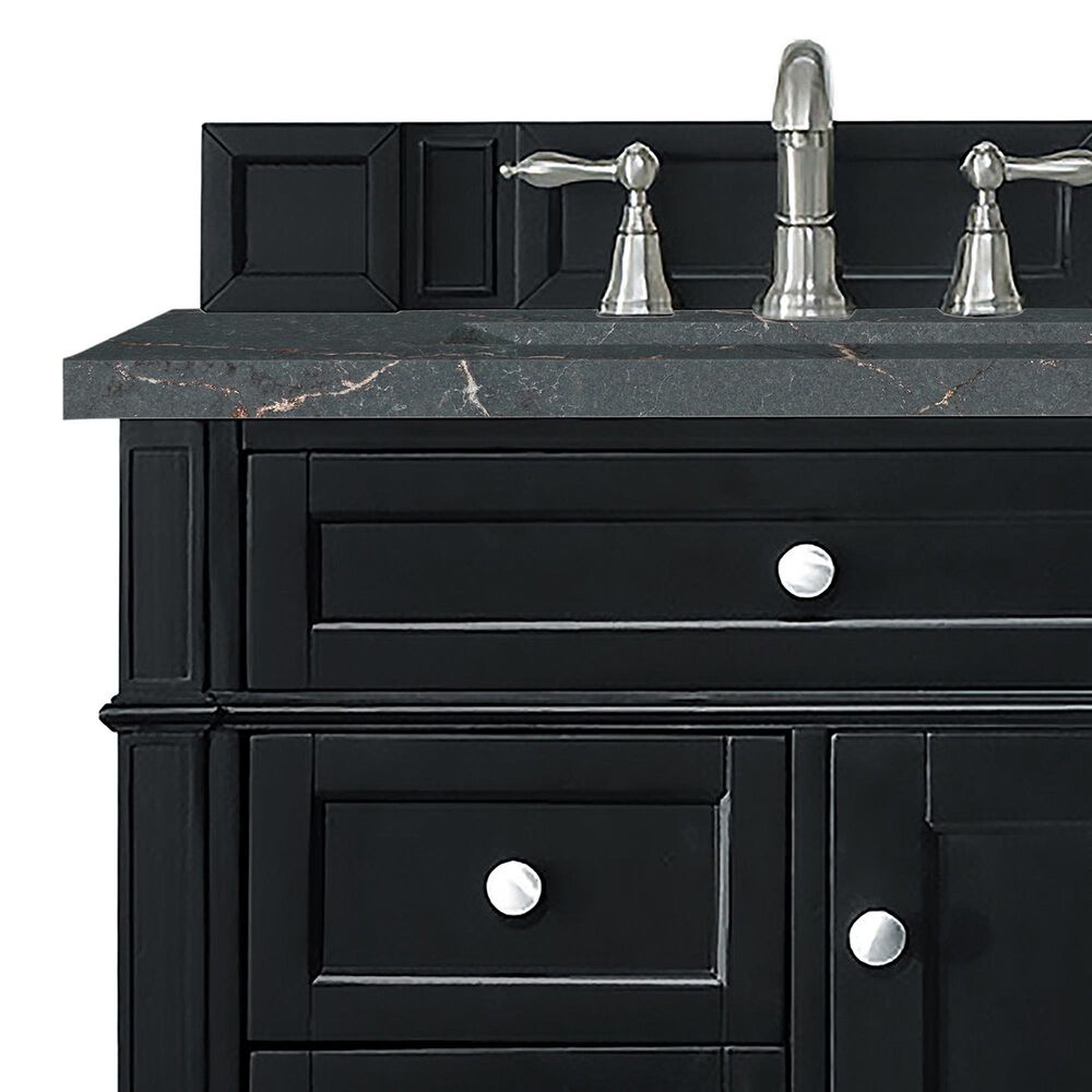 James Martin Vanities Brittany 30" Single Bathroom Vanity in Black Onyx with 3 cm Parisien Bleu Quartz Top and Rectangular Sink, , large