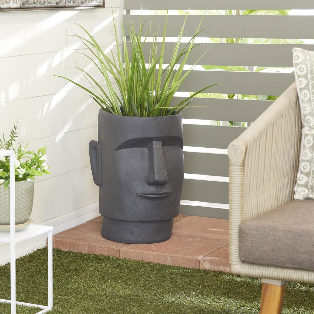 Maple and Jade Face Easter Island Planter in Dark Gray, , large