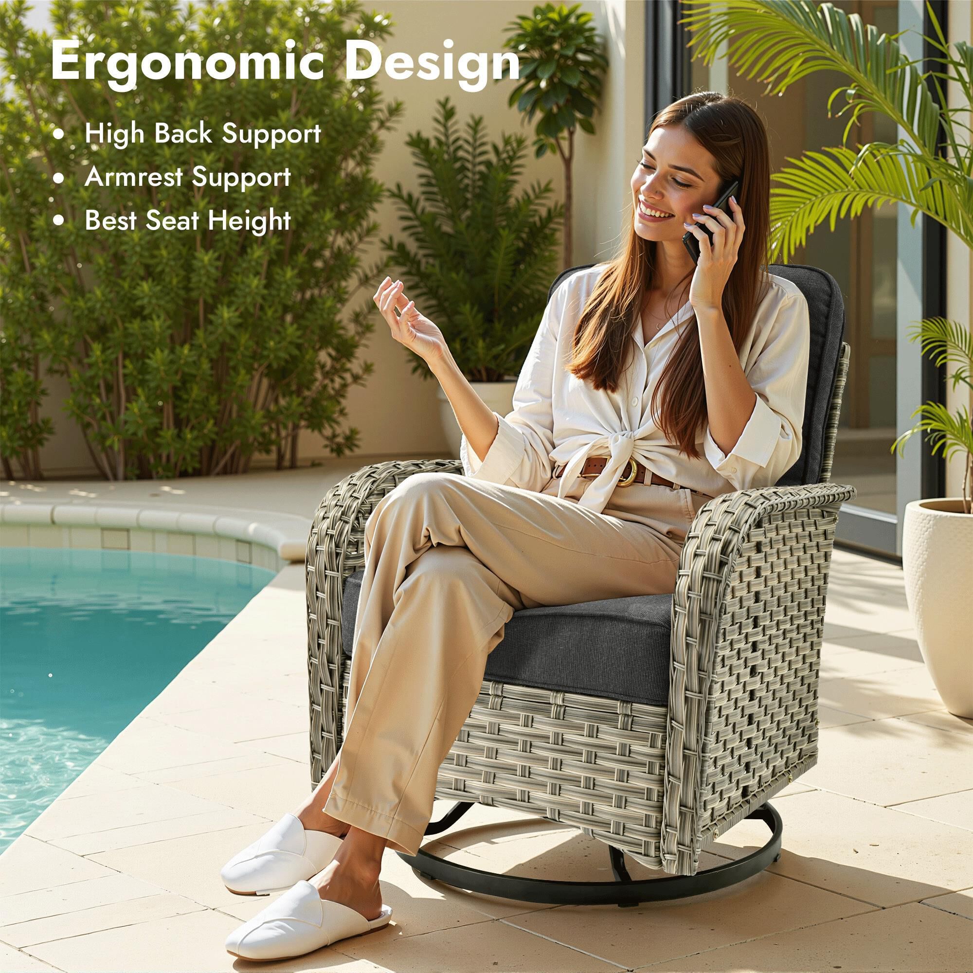 HOMLUX 3-Piece Patio Conversation Set in Black