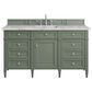 James Martin Vanities Brittany 60" Single Bathroom Vanity in Smokey Celadon with 3 cm Eternal Jasmine Pearl Silestone Top, Rectangular Sink and FreePower Wireless Charger, , large