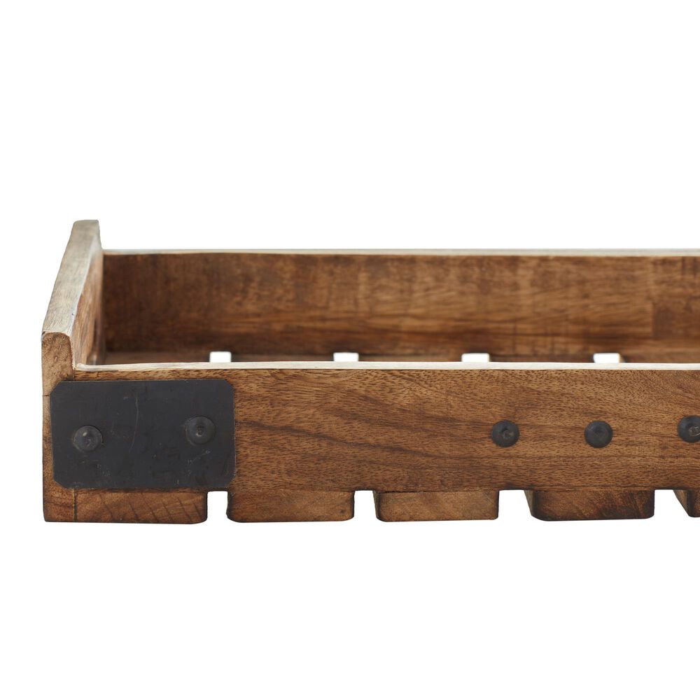 Maple and Jade Farmhouse Wood Slat Tray in Brown &#40;Set of 3&#41;, , large