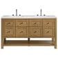 James Martin Vanities Breckenridge 60" Double Bathroom Vanity in Light Natural Oak with 3 cm Arctic Fall Solid Surface Top and Rectangular Sinks, , large
