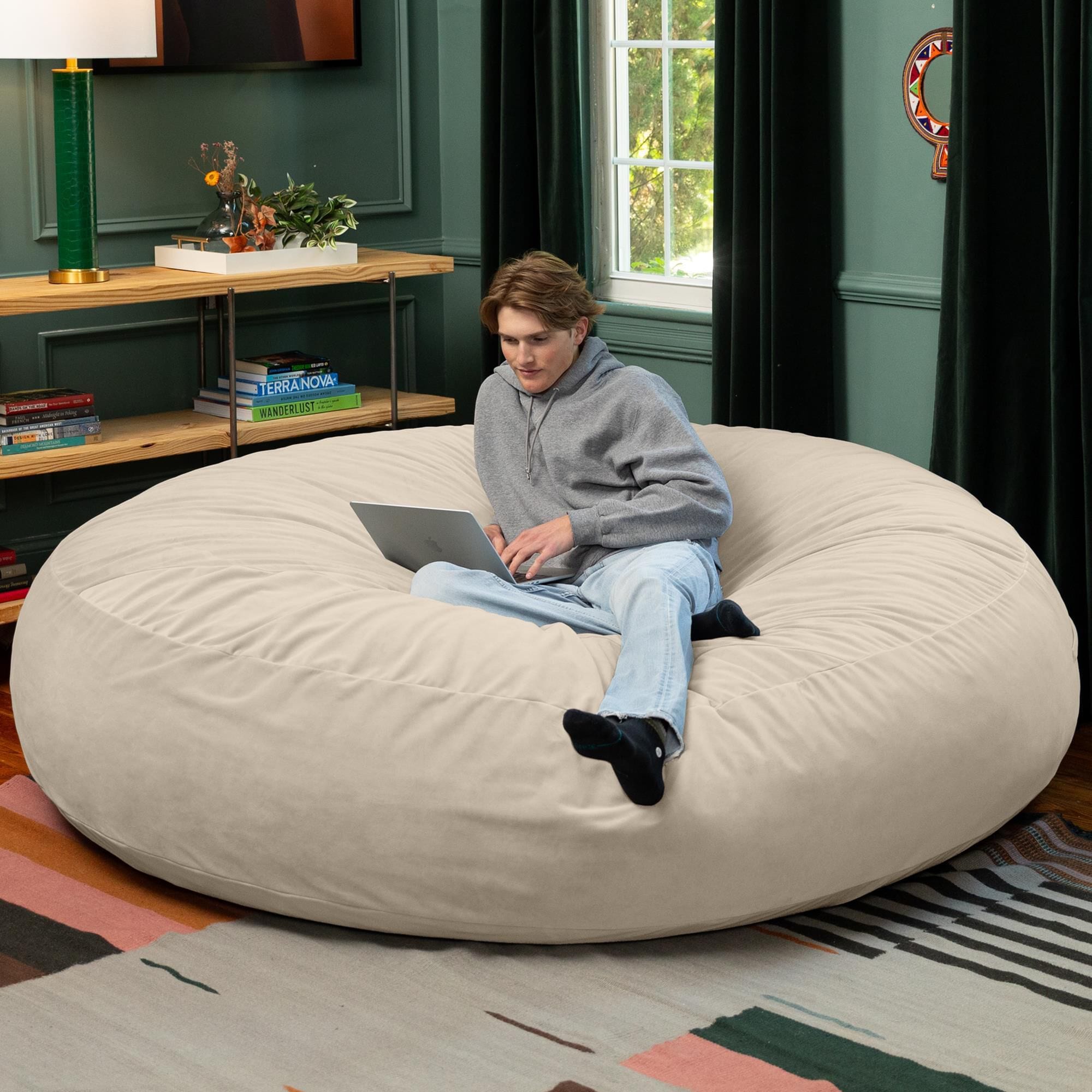 Jaxx Cocoon XL 7' Bean Bag Chair in Ivory