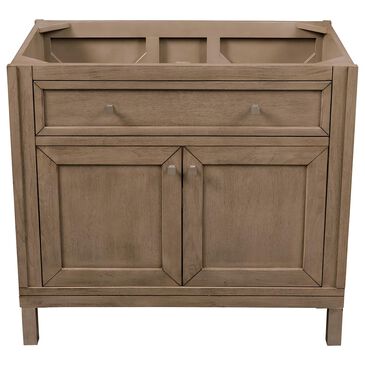 James Martin Chicago 36" Single Vanity Cabinet in White Washed Walnut and Chrome, , large