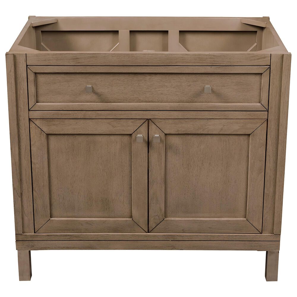James Martin Chicago 36" Single Vanity Cabinet in White Washed Walnut and Chrome, , large