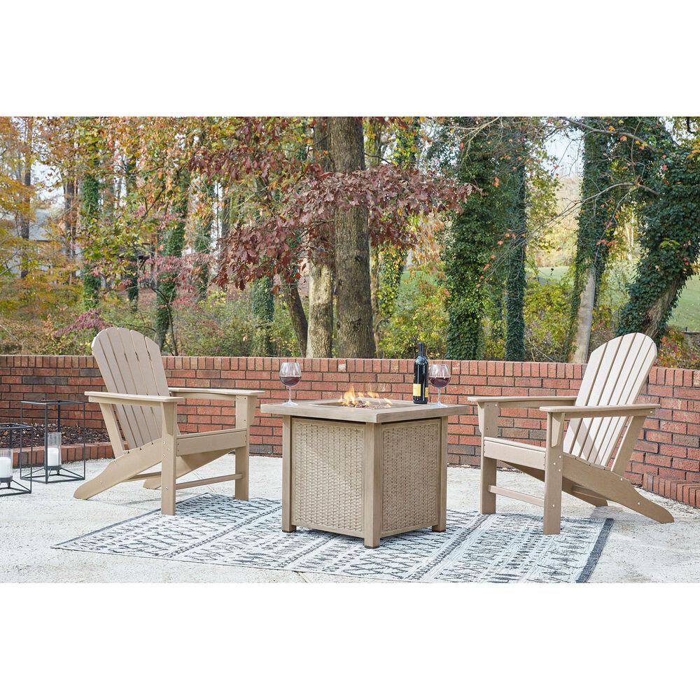 Signature Design By Ashley Lyle Square Fire Pit Table In Driftwood Nebraska Furniture Mart