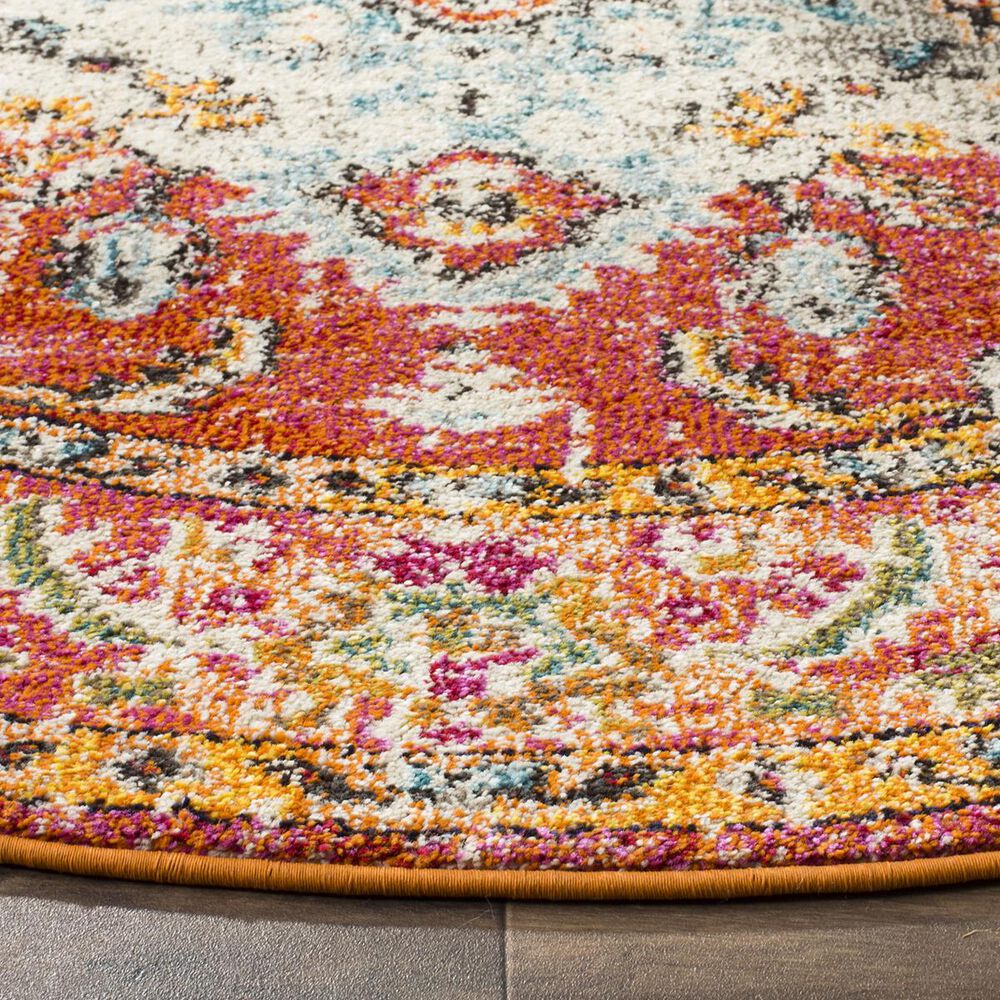 Safavieh Monaco MNC243H-3R 3&#39; x 3&#39;  Orange/Light Blue Round Rug, , large