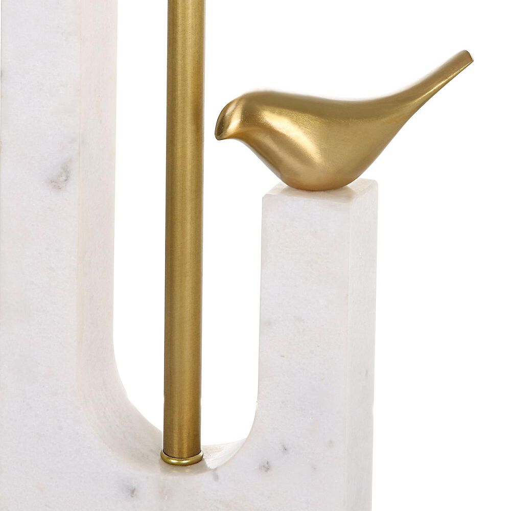 Uttermost Songbirds Table Lamp in White and Brushed Brass, , large