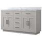 Lexora Home Abbey 60" Double Bathroom Vanity in White Oak with 2 cm White Carrara Marble Top and Rectangular Sinks, , large
