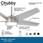 Minka-Aire Chubby 58" Smart Indoor/Outdoor Ceiling Fan in Brushed Nickel Wet, , large