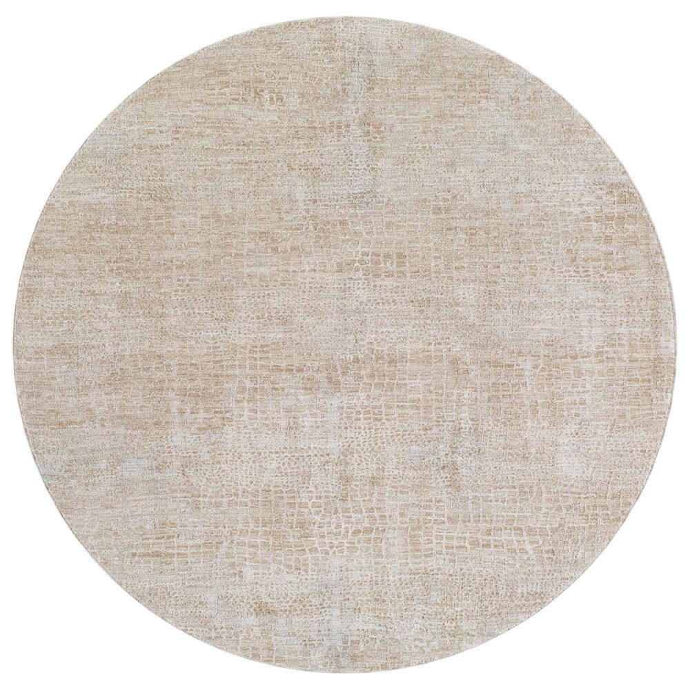 Surya Masterpiece Light Gray, Medium Gray and Ice Blue 5"3" Round Area Rug, , large