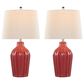 LumiSource Rockwell Table Lamp in Glossy Brick Red and Polished Nickel (Set of 2), , large
