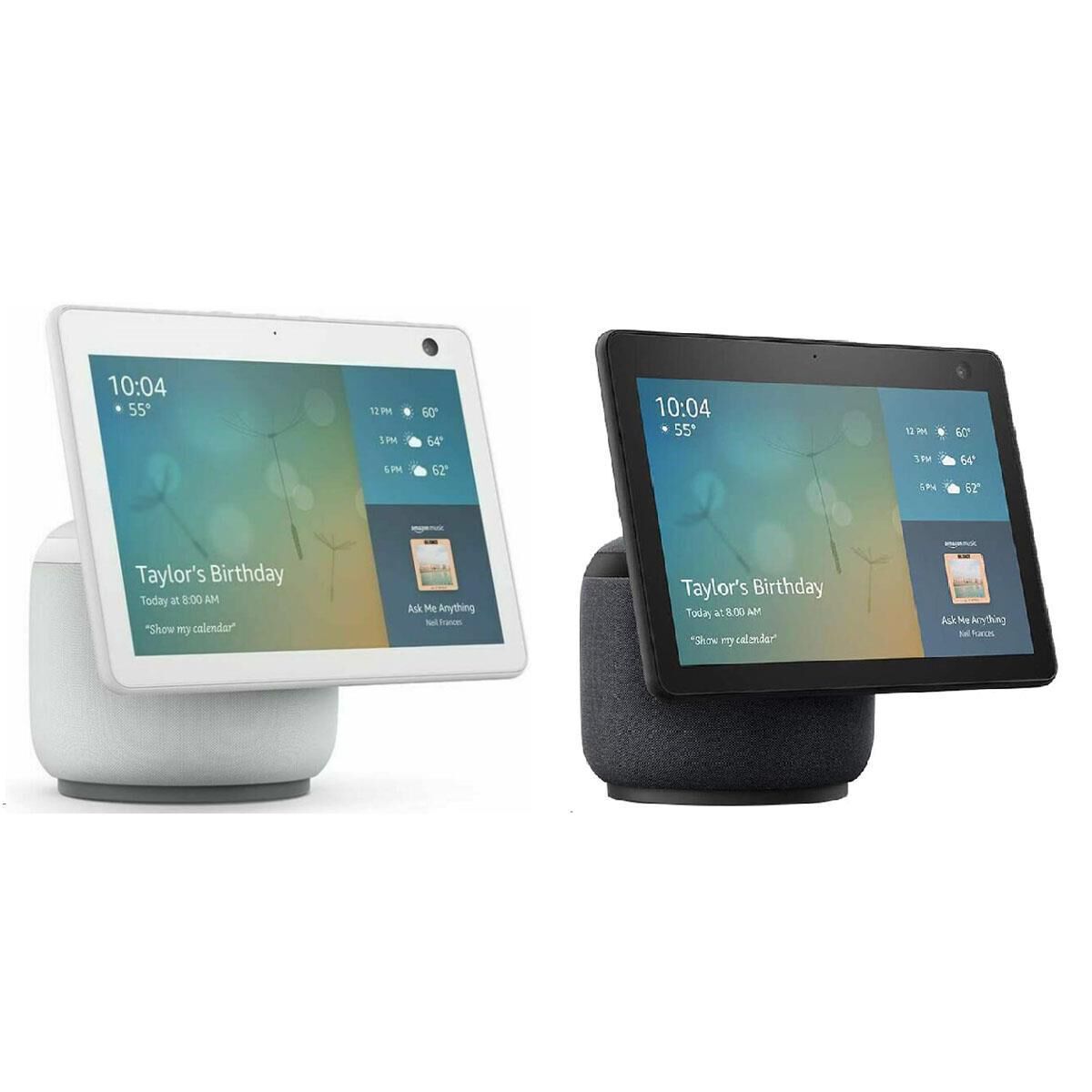 Amazon 2 Echo Show 10 HD Smart Displays with Motion and Alexa - (1)  Charcoal and (1) Glacier White (3rd Generation)