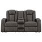 Ashley Fyne-Dyme  Faux Leather Power Reclining Loveseat with Console in Shadow, , large