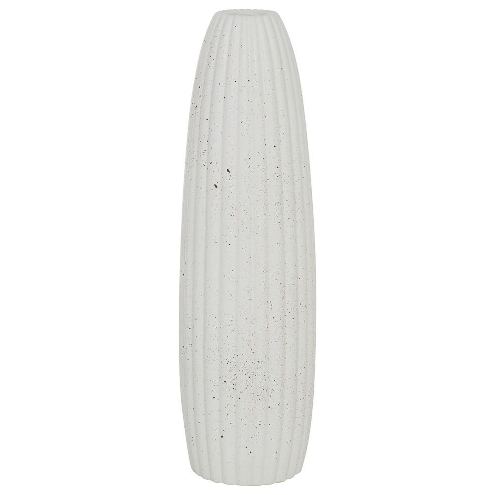 Maple and Jade 6" x 18" Contemporary Ceramic Vase in White, , large