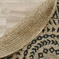L&R Resources Synergy 6" Round Tan and Black Area Rug, , large