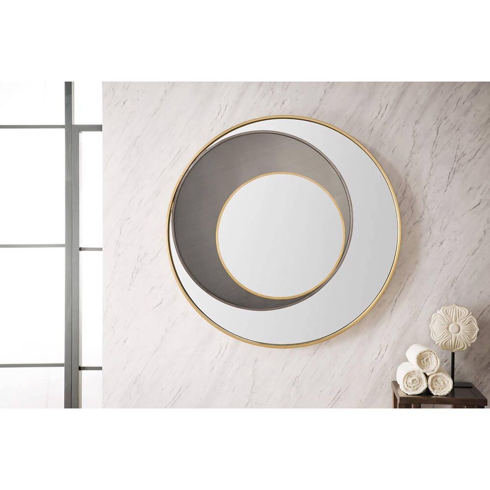 James Martin Vanities Cosmos 35.4&quot; Mirror in Radiant Gold and Onyx, , large