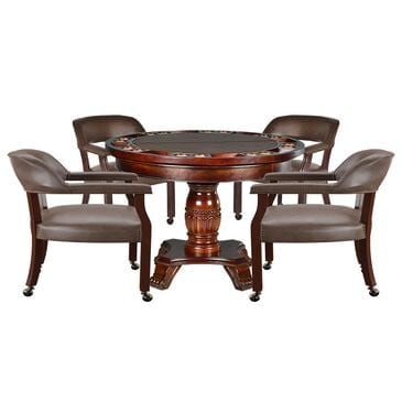 STEVE SILVER Tournament 6-Piece Round Game Table Set in Cherry, , large