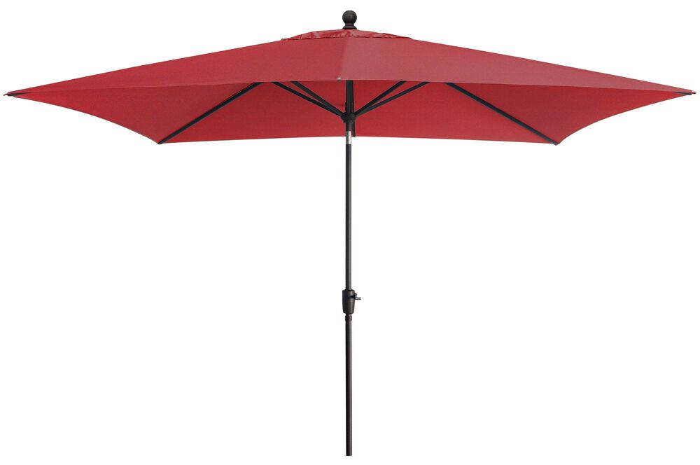 Garden Party 6.5" x 10" Red Market Umbrella in Black Frame with Stand, , large