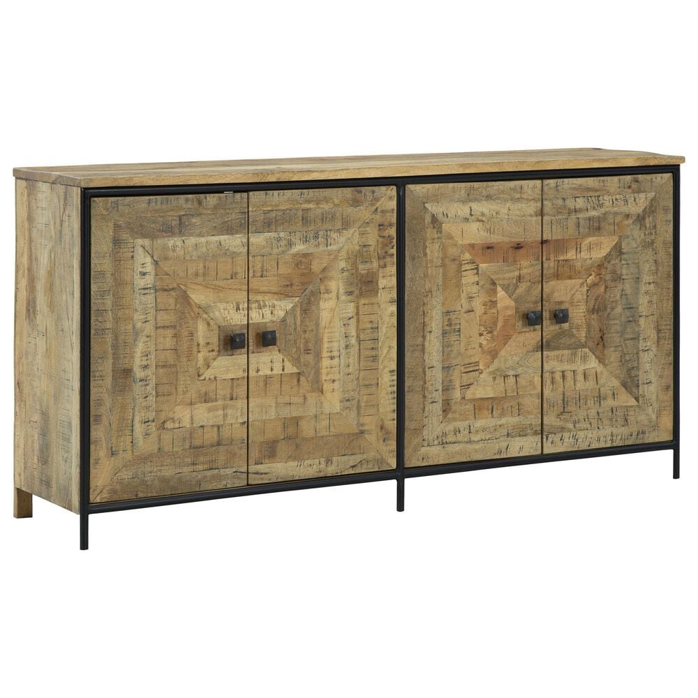 Ashley Camney Accent Cabinet in Distressed Light Brown and Black, , large