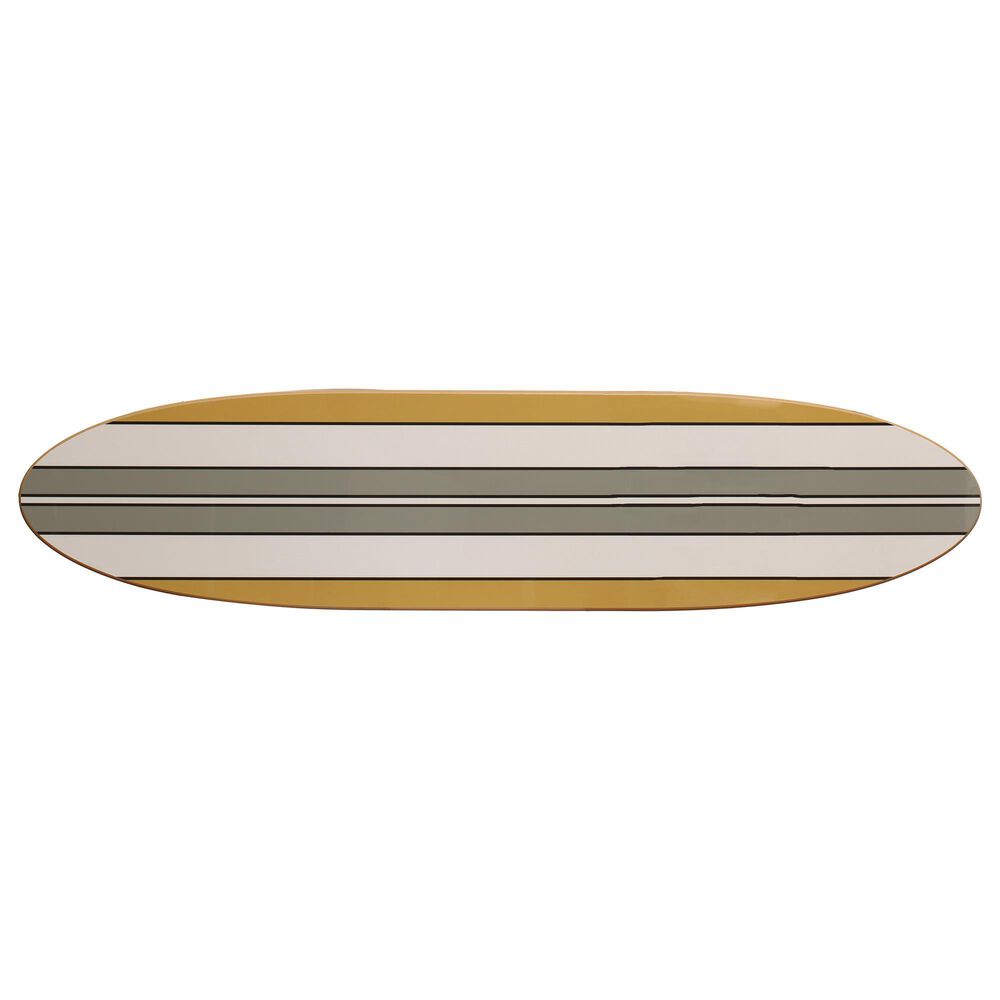 Creative Coop 15" x 65.6" Surfboard Wall Decor in Black, White and Brown, , large