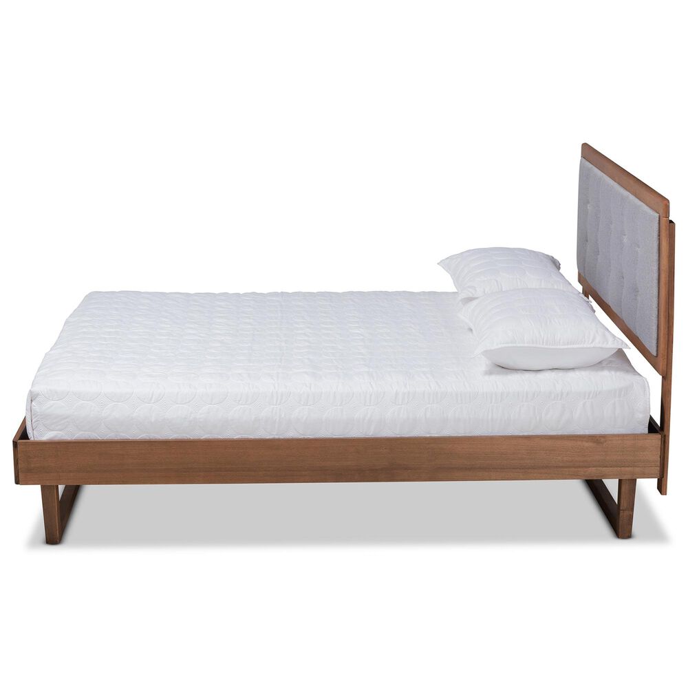 Baxton Studio Viviana King Platform Bed in Gray/Walnut, , large