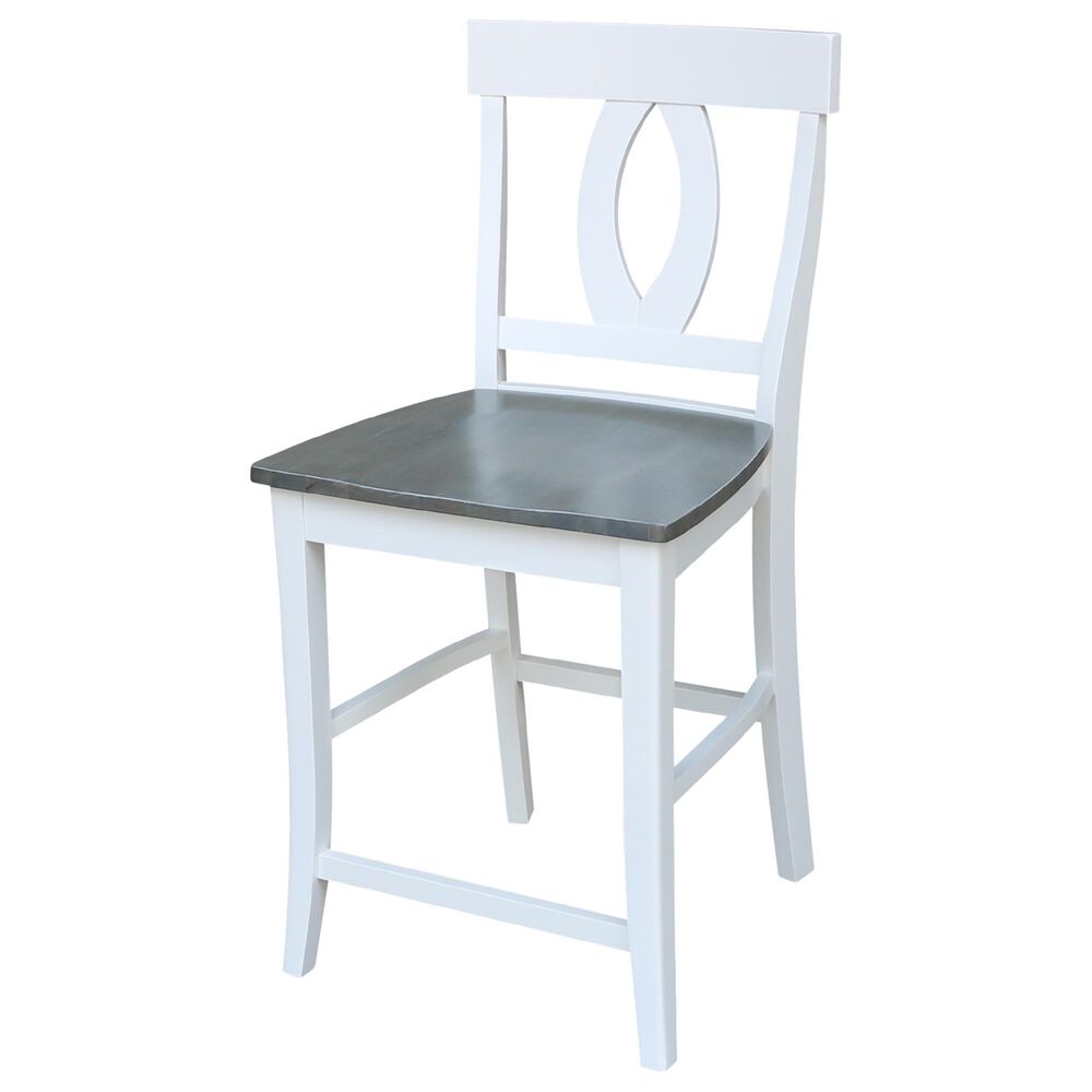 International Concepts Verona 24" Counter Stool in White/Heather gray, , large