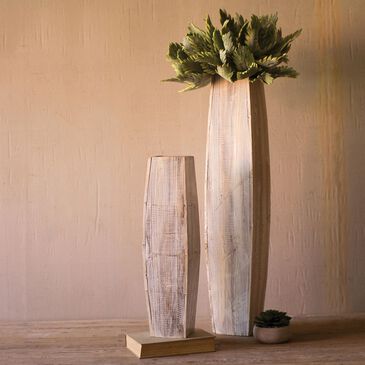 Kalalou Tall Oblong Wooden Vase in Natural (Set of 2), , large