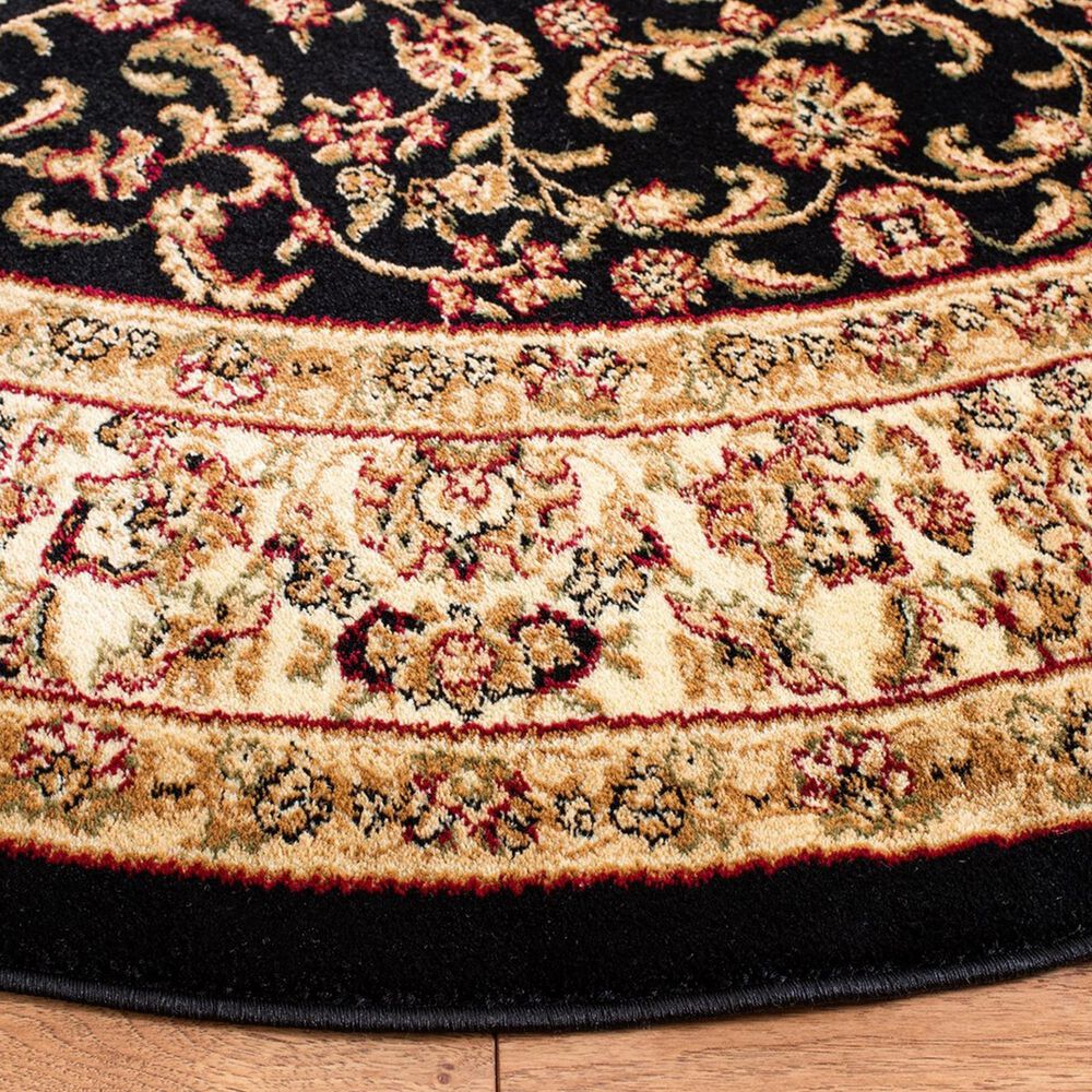 Safavieh Lyndhurst LNH222 8&#39; Round Black and Ivory Area Rug, , large