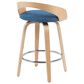 Armen Living Sonia Swivel Counter Height Stool with Blue Upholstery in Oak, , large