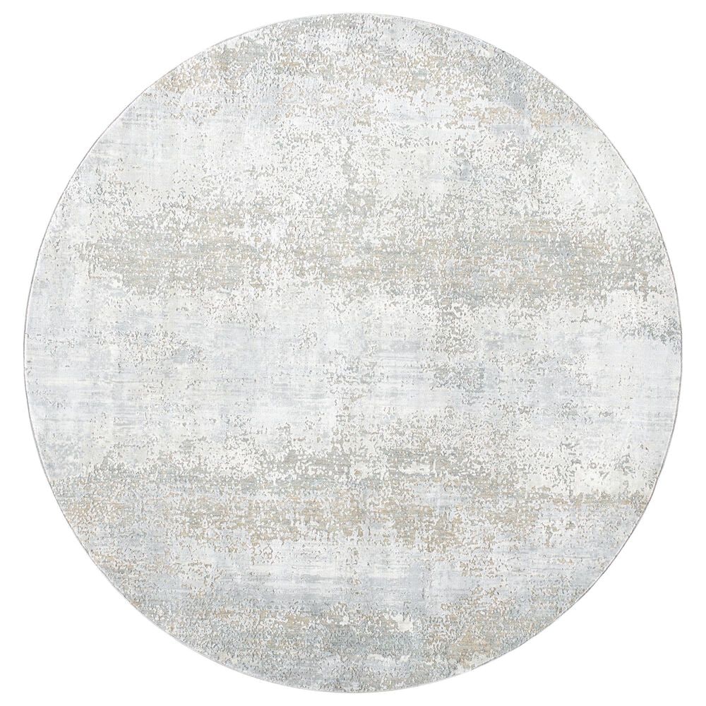 Surya Brunswick 6"7" Round Cream, Light Slate, Taupe, Blue, Gray and Seafoam Area Rug, , large