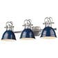 Golden Lighting Duncan 3-Light Bath Vanity with Navy Shades in Pewter, , large