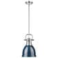 Golden Lighting Duncan 1-Light Small Pendant with Rod and Matte Navy Shade in Chrome, , large