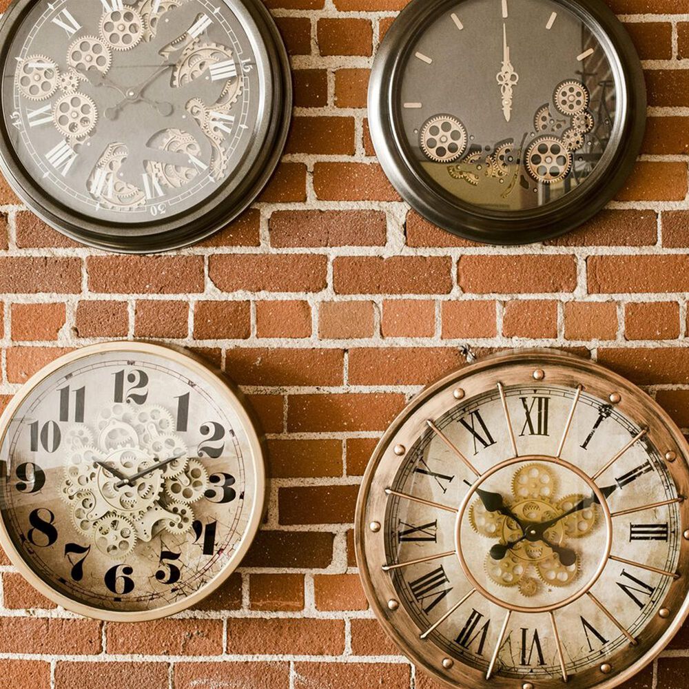 Yosemite Home Decor Simple Pocket Watch Gear Clock - Black/Gold Metal,  Oversized Round Wall Clock for Indoor Use, Traditional Style in the Clocks  department at