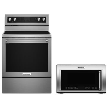 KitchenAid 2-Piece Kitchen Package with 30" Electric Convection Range in Stainless Steel, , large