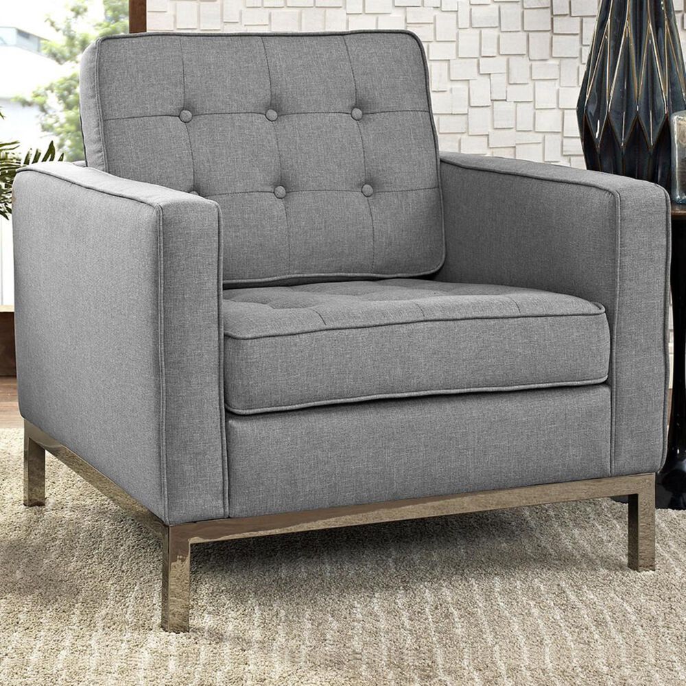 Modway Loft Fabric Armchair in Light Gray, , large