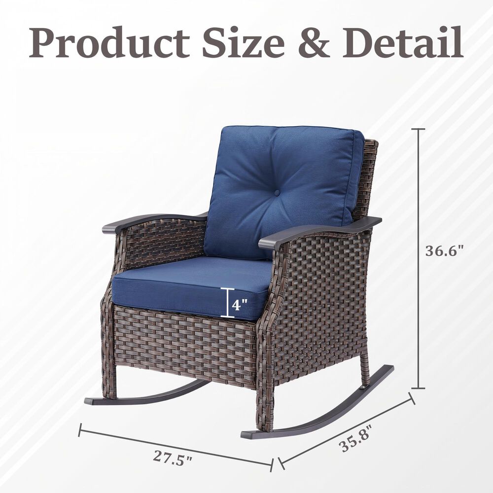 Sunwell Garden Patio Rocking Chair in Navy, , large