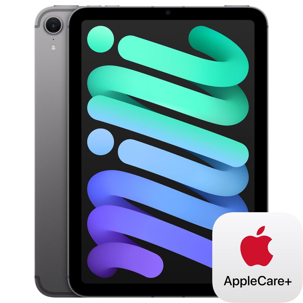 Apple iPad Mini Wi-Fi + Cellular 128GB - Space Gray with 2-Year AppleCare+, , large